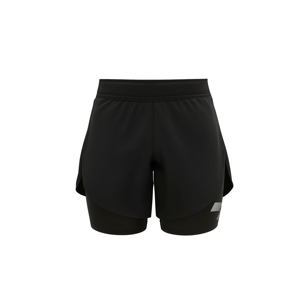 Black athletic shorts on a white background (Black)