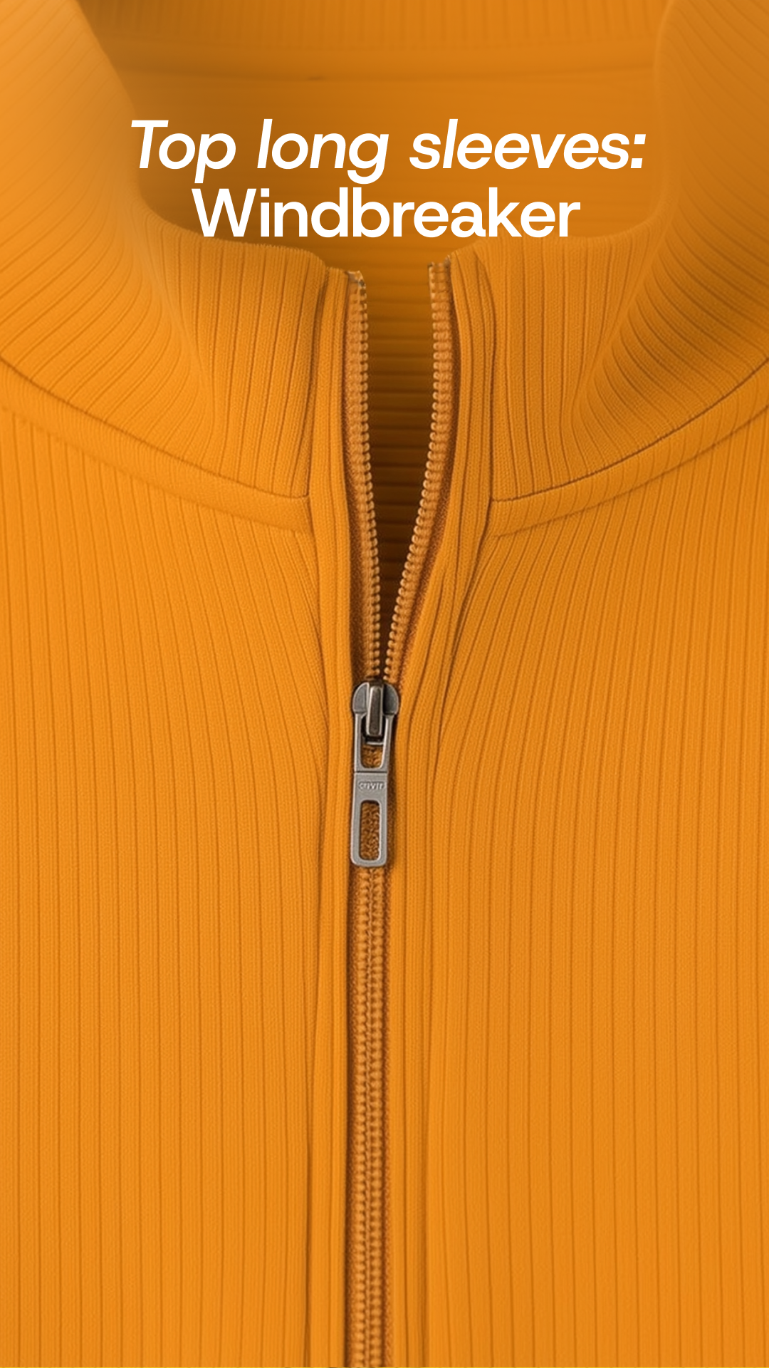 Orange windbreaker with a zipper on an orange background