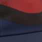 Close-up of a fabric with red, black, and blue color block pattern (Red)