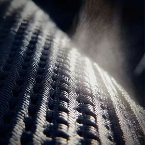 Breathable mesh fabric detail used in performance apparel