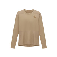 Beige long-sleeve shirt with a logo on a white background (Beige)