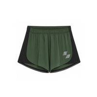 Green athletic shorts with a brand logo on a white background (Green)