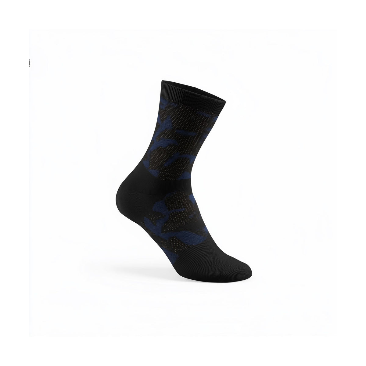 Black sock with blue pattern on a white background (Blue)