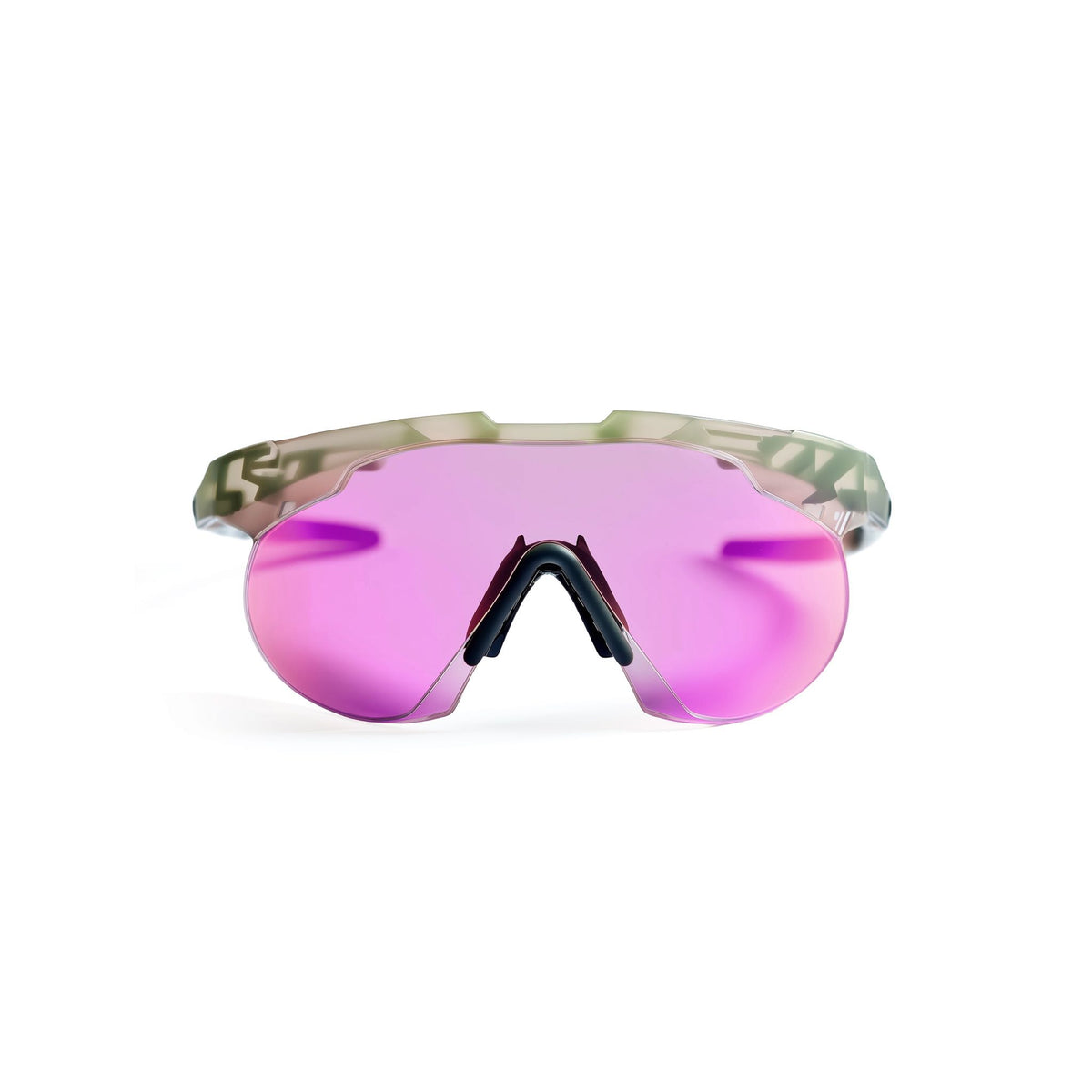 Sunglasses with pink lenses and camouflage frame on a white background (Violet)