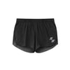 Black athletic shorts with a logo on a white background (Black)