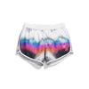 White shorts with a colorful gradient pattern on a white background (White)