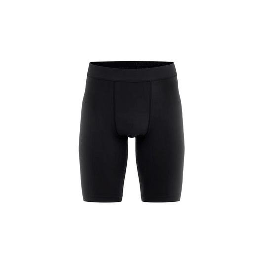 Black athletic shorts on a white background (Black)