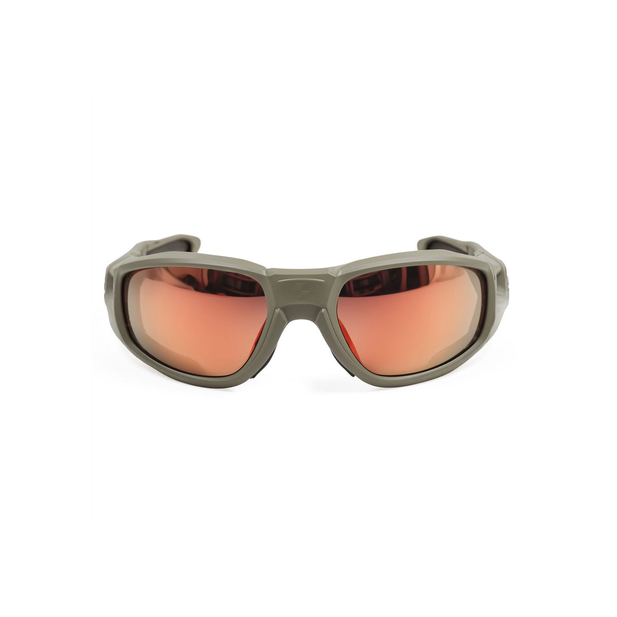 Sunglasses with reflective orange lenses and gray frame on a white background (Orange)
