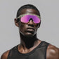 Sunglasses with pink lenses and camouflage frame on a white background (Violet)