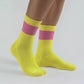 Yellow sock with a pink band on a white background  (Pink)