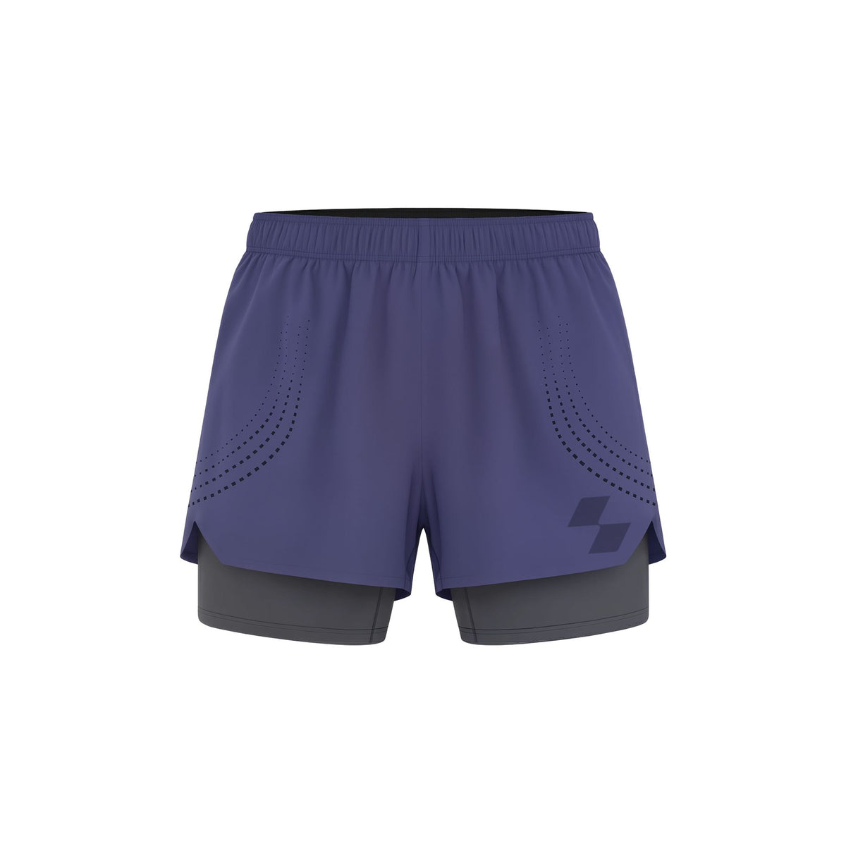 Two-tone purple and gray shorts on a white background (Blue)