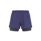 Purple athletic shorts with black inner lining on a white background (Blue)
