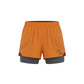 Orange athletic shorts with a gray inner layer on a white background (Orange)