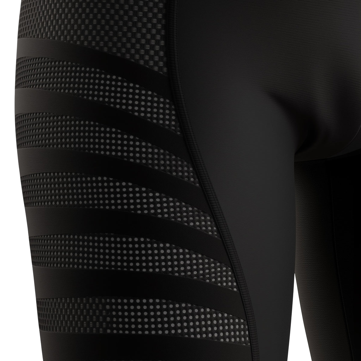 Close-up of a black athletic outfit with textured pattern on a white background (Black)