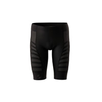 Black athletic shorts with mesh panels on a white background (Black)